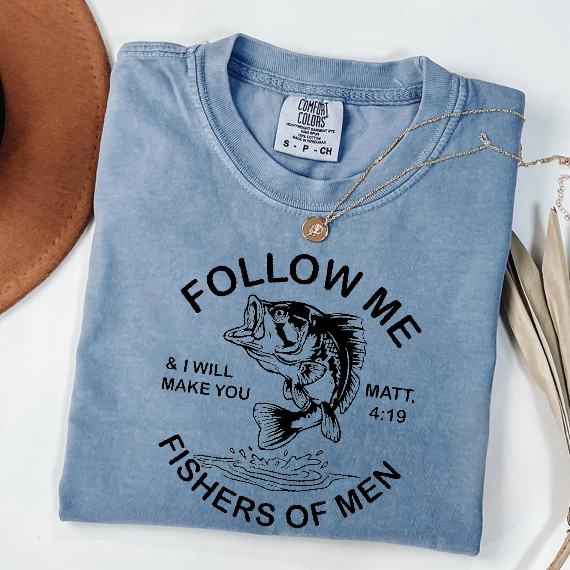 Follow Me Shirt, Fisher of Men Shirt, Fathers Day Gift Tee,Christian Dad Shirt, Bible verse Shirt, Gift for Christian, Vintage Men's Shirt